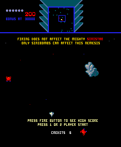 Sinistar (Arcade) screenshot: Starting instructions
