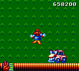 James Pond 2: Codename: RoboCod (Game Gear) screenshot: Ouch, stupid car!