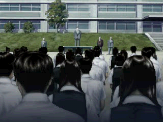 Twilight Syndrome: Kyūmei-hen (PlayStation) screenshot: Kids are happy at school. Now that's scary...