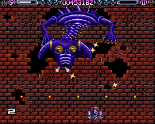 Lethal Xcess: Wings of Death II (Atari ST) screenshot: The first boss