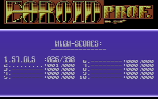 Eoroid Professional (Commodore 16, Plus/4) screenshot: High score table