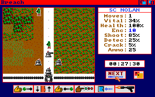 Breach (Amiga) screenshot: Taking out base defenses