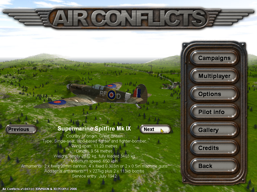 Air Conflicts: Air Battles of World War II (Windows) screenshot: Gallery: British Spitfire Mk IX