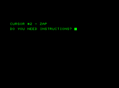 Zap (Commodore PET/CBM) screenshot: Introduction screen