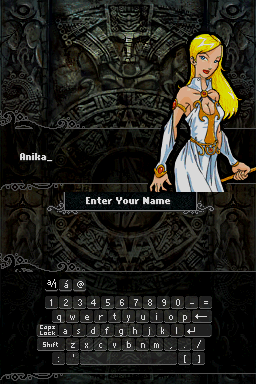 Mazes of Fate (Nintendo DS) screenshot: Name edit screen.