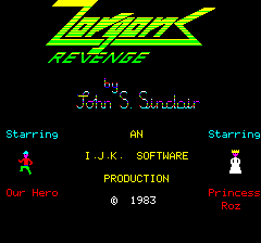 Zorgons Revenge (Oric) screenshot: Title screen