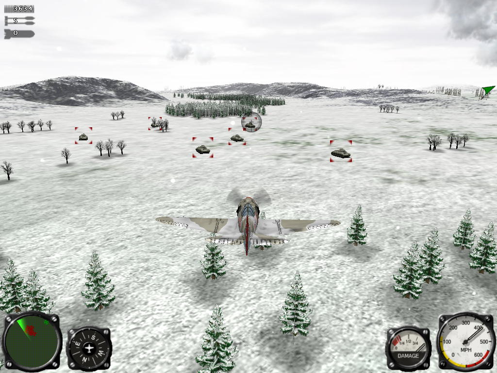 Air Conflicts: Air Battles of World War II (Windows) screenshot: Half a dozen T-34 tanks, also unavailable in 1939. Better blow them up so no-one notices.