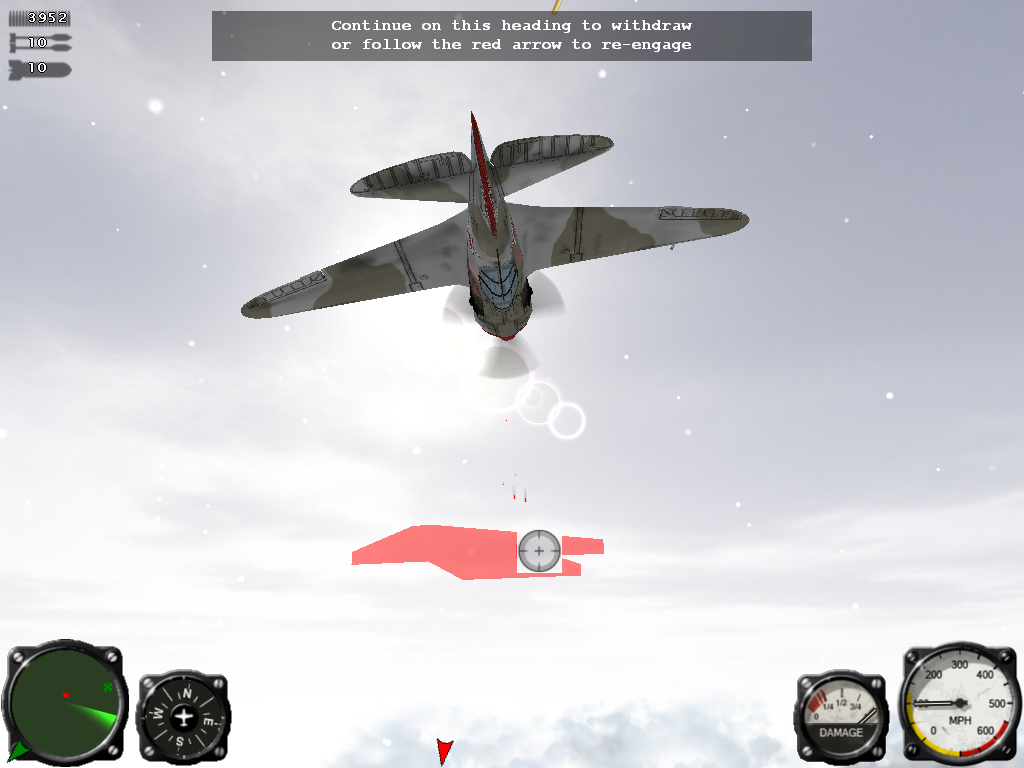 Air Conflicts: Air Battles of World War II (Windows) screenshot: I'm gonna get that red arrow, and the big guy who shot it at me!