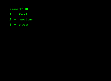Dominos (Commodore PET/CBM) screenshot: Game speed selection