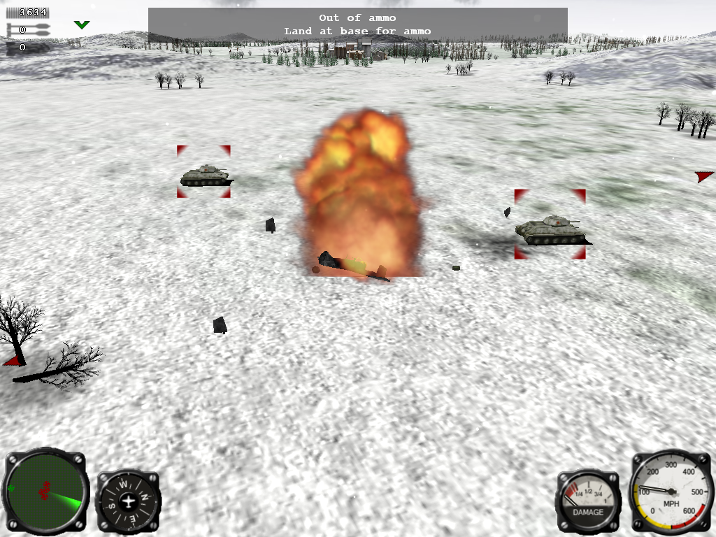 Air Conflicts: Air Battles of World War II (Windows) screenshot: One of the risks of low-level attacks is the augering-in frequency. Well, if my shovel ain't broke, I can dig myself up again.
