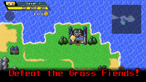 Half-Minute Hero (PSP) screenshot: The King has asked me to Defeat the Grass Fiends!
