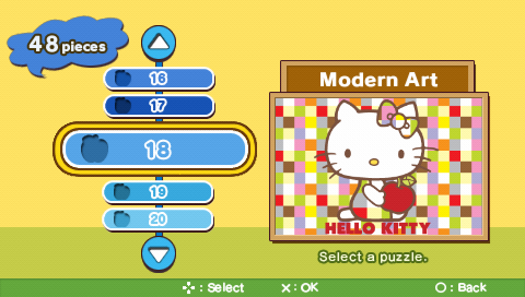 Hello Kitty: Puzzle Party (PSP) screenshot: There are lots of puzzles to choose from!