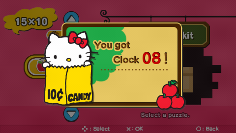 Hello Kitty: Puzzle Party (PSP) screenshot: Woo! Free clock!