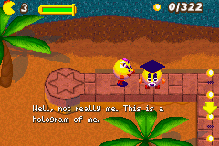 Ms. Pac-Man Maze Madness (Game Boy Advance) screenshot: A hologram of... Professor Pac...
