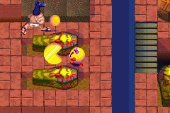 Ms. Pac-Man Maze Madness (Game Boy Advance) screenshot: This Anubis looks weird.