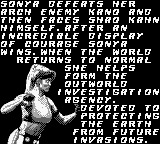 Mortal Kombat 3 (Game Boy) screenshot: Sonya's "ending" story.