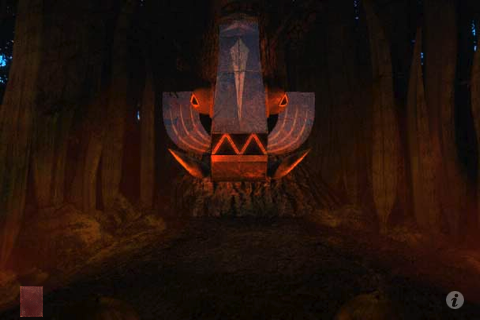 Riven: The Sequel to Myst (iPhone) screenshot: A totem for one fearsome creature.