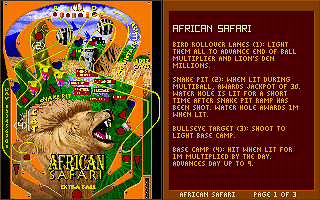 Epic Pinball: The Complete Collection (DOS) screenshot: Table rules