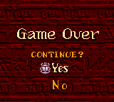 The Mummy (Game Boy Color) screenshot: Game over screen.