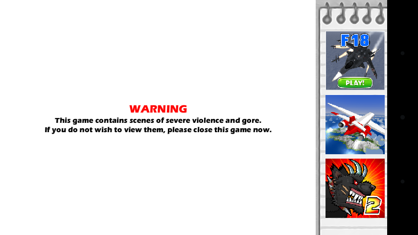 Whack Your Boss with Super Power (Android) screenshot: The violence warning