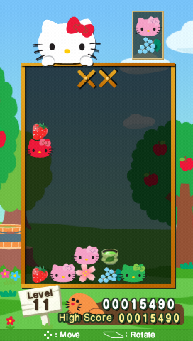 Hello Kitty: Puzzle Party (PSP) screenshot: New colors are added at higher levels.