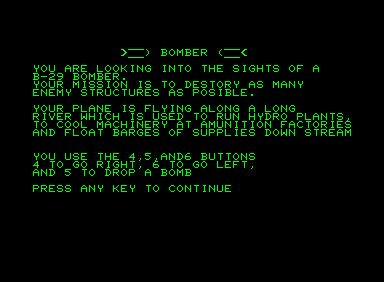 Screenshot of Bomber (Commodore PET/CBM, 1980) - MobyGames