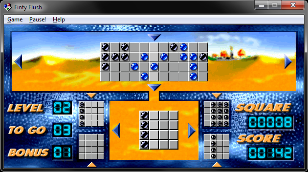 Microsoft Entertainment Pack: The Puzzle Collection (Windows) screenshot: The second level has two colours now; fortunately I saved some almost completed grids of black balls