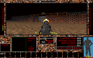 Chemical Warfare (DOS) screenshot: Fighting the guards at the entrance to the compound.