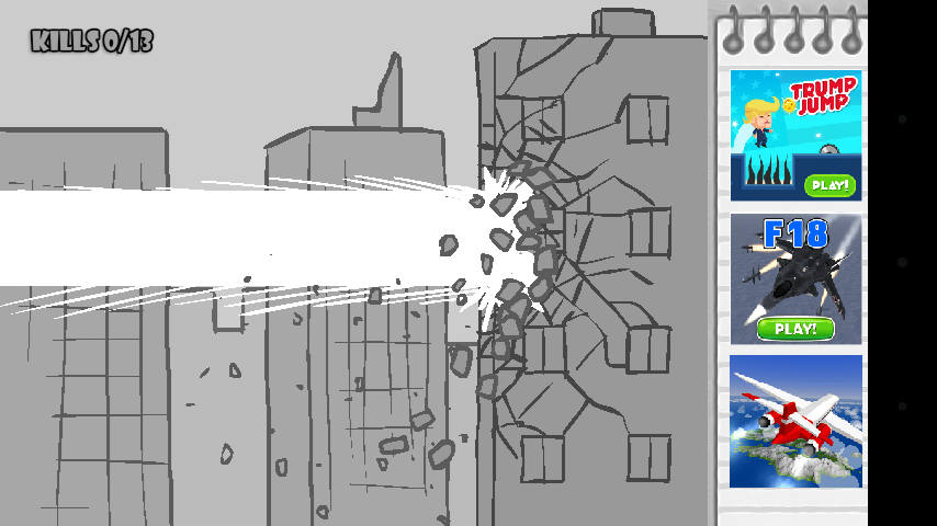 Whack Your Boss with Super Power (Android) screenshot: I plowed my boss through the building