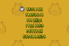 Garfield and his Nine Lives (Game Boy Advance) screenshot: Language selection