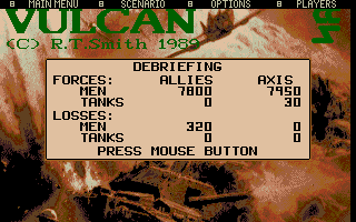 Vulcan: The Tunisian Campaign (Atari ST) screenshot: Debriefing