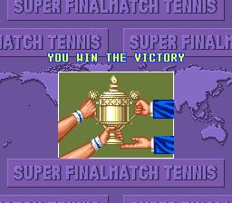Super Final Match Tennis (SNES) screenshot: "You win the victory".