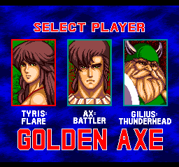 Golden Axe (TurboGrafx CD) screenshot: Select your player!