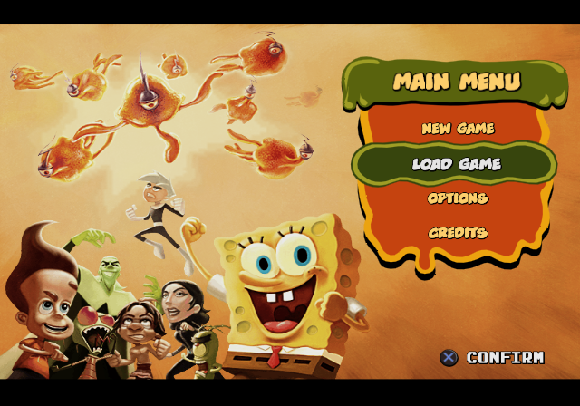 SpongeBob SquarePants Featuring Nicktoons: Globs of Doom (PlayStation 2) screenshot: Menu screen.
