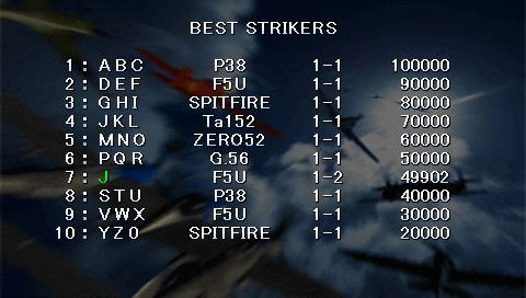 Strikers 1945 Plus (PSP) screenshot: That's a respectable score, right?