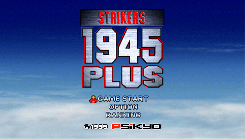 Strikers 1945 Plus (PSP) screenshot: Title screen.