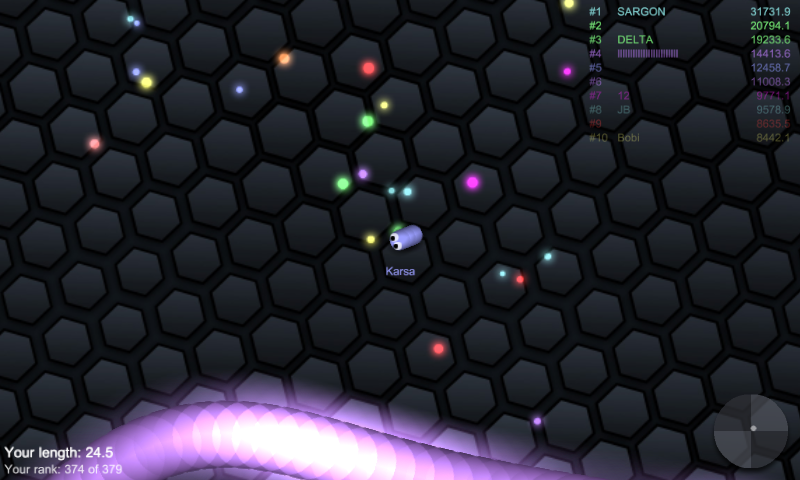 slither.io (Android) screenshot: Just reborn