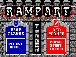 Rampart (SEGA Master System) screenshot: Waiting for player two to join.