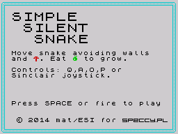 Simple Silent Snake (ZX Spectrum) screenshot: Title screen