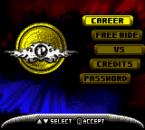 Shaun Palmer's Pro Snowboarder (Game Boy Color) screenshot: Main Menu