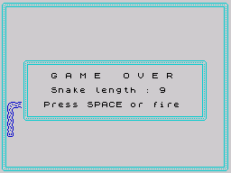Simple Silent Snake (ZX Spectrum) screenshot: Game over
