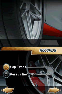 Corvette Evolution GT (Nintendo DS) screenshot: Records menu