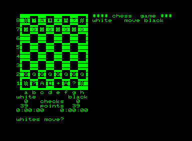 Chess Game (Commodore PET/CBM) screenshot: In-game