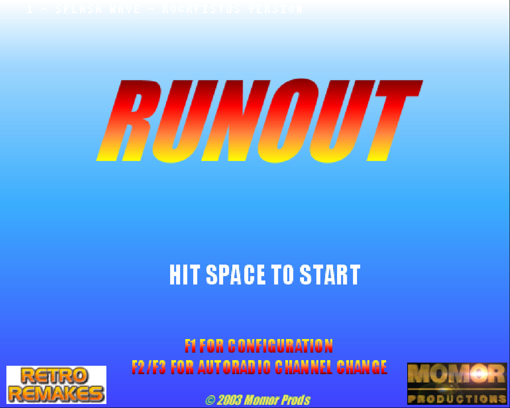 RunOut (Windows) screenshot: Title screen