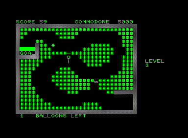 Crazy Balloon (Commodore PET/CBM) screenshot: Lining up for extra points