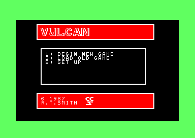 Vulcan: The Tunisian Campaign (Amstrad CPC) screenshot: Main Menu