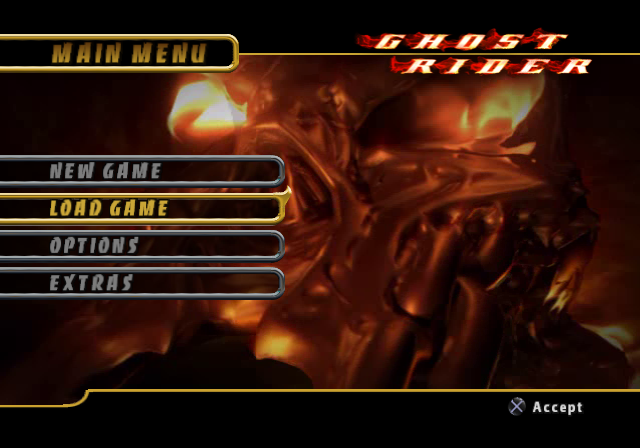 Ghost Rider (PlayStation 2) screenshot: Menu screen.