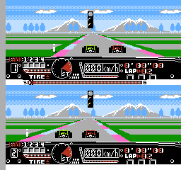 Nakajima Satoru: F-1 Hero 2 (NES) screenshot: Battle mode