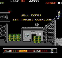 Rush'n Attack (Arcade) screenshot: Stage 1 finished
