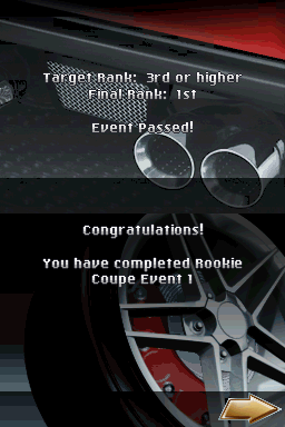 Corvette Evolution GT (Nintendo DS) screenshot: Event Passed